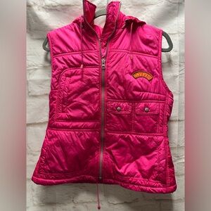 Oilily girls pink hooded puffer vest L/XL